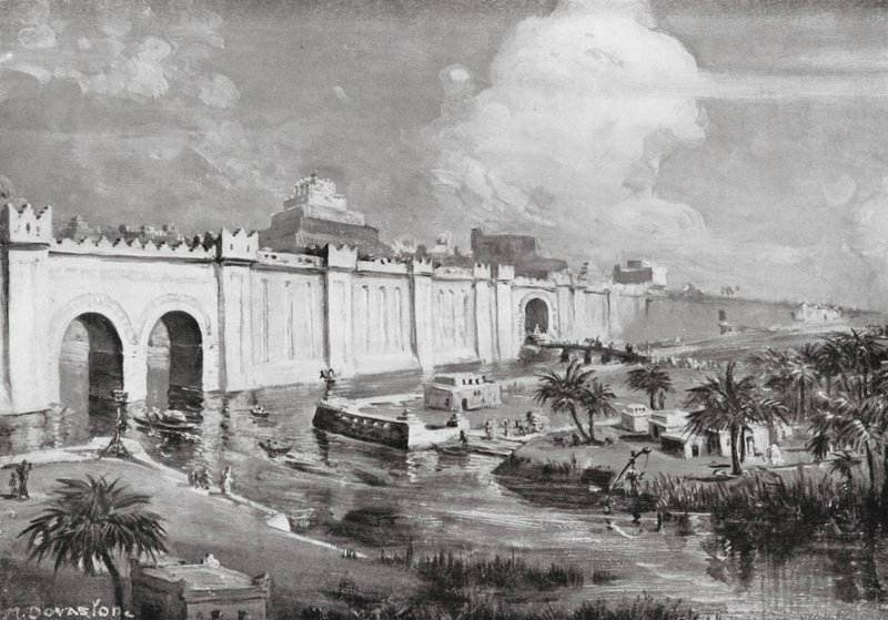Babylon genoprettet (litografi) af Margaret (after) Dovaston