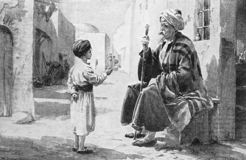 Firdausi hører sine egne vers gentaget for sig (litografi) af Margaret (after) Dovaston
