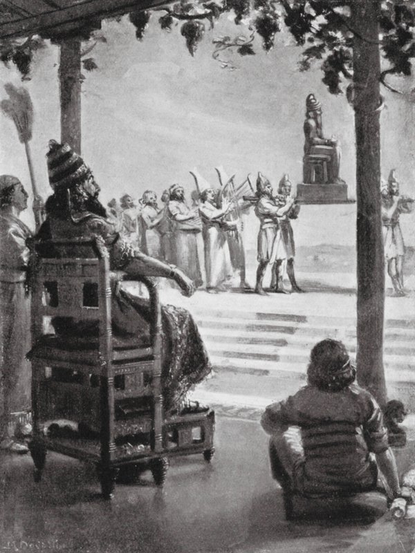 Nytårsdag i Babylon, 680 f.Kr (litografi) af Margaret (after) Dovaston