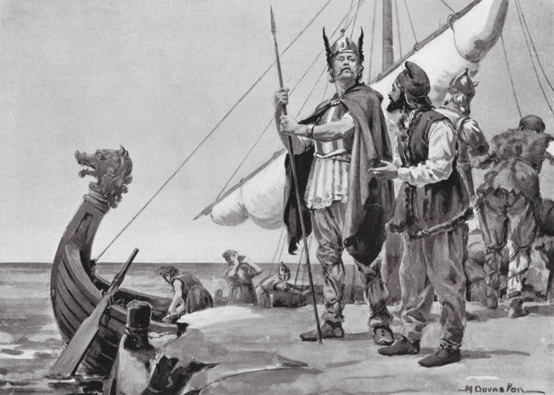 Rurik rejser til slavernes land, AD 862 (litografi) af Margaret (after) Dovaston