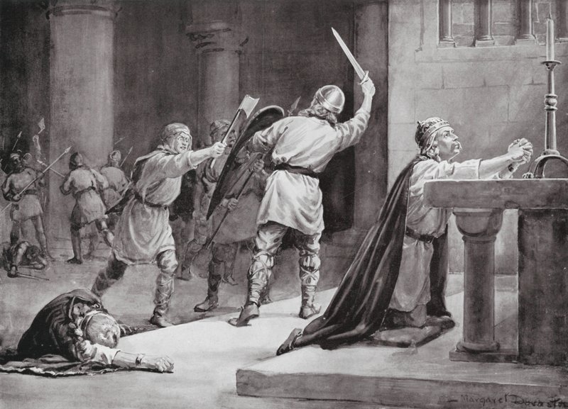 Mordet på Knud den Hellige af Margaret (after) Dovaston