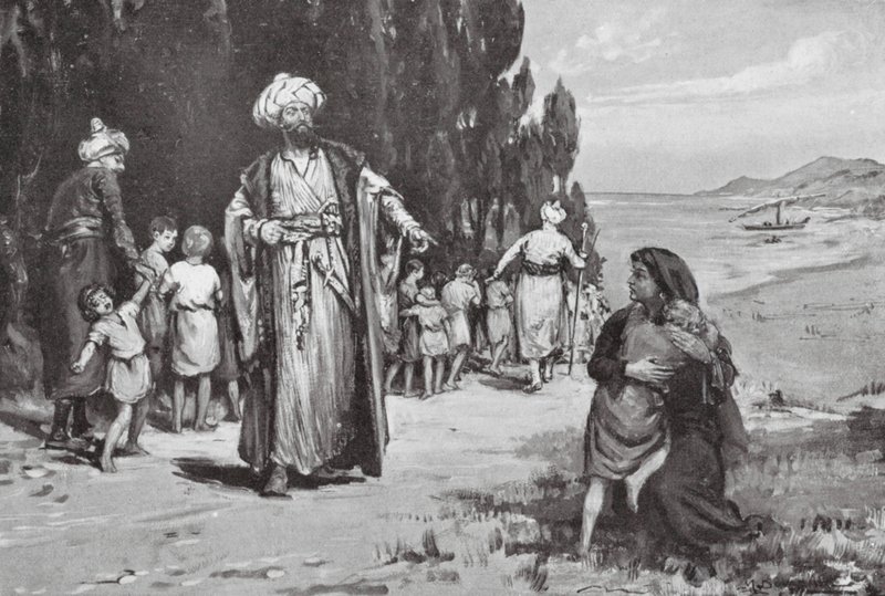 Børnenes hyldest til tyrkerne (litografi) af Margaret (after) Dovaston