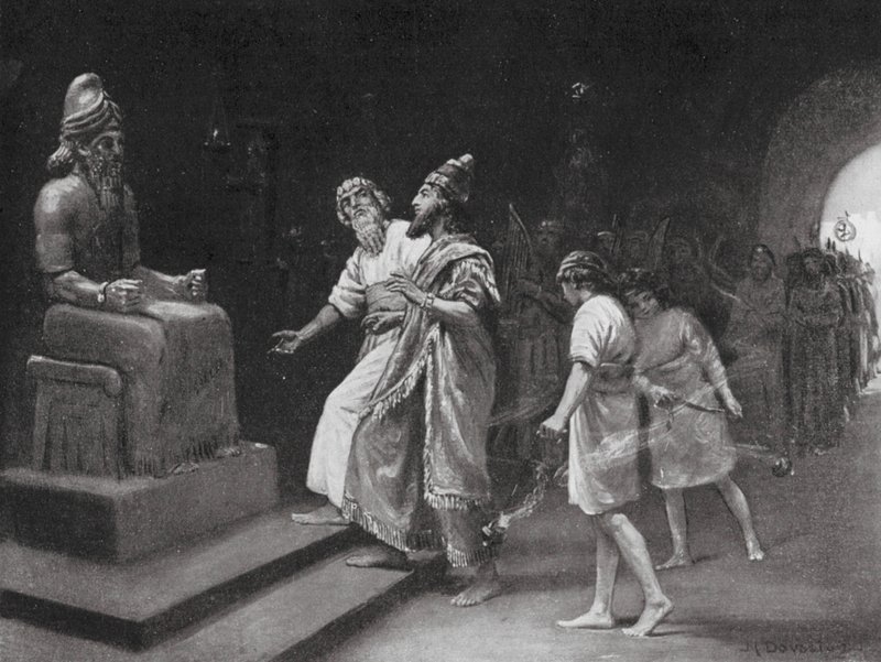 Tukulti-Ninib I i Marduk-templet (litografi) af Margaret (after) Dovaston