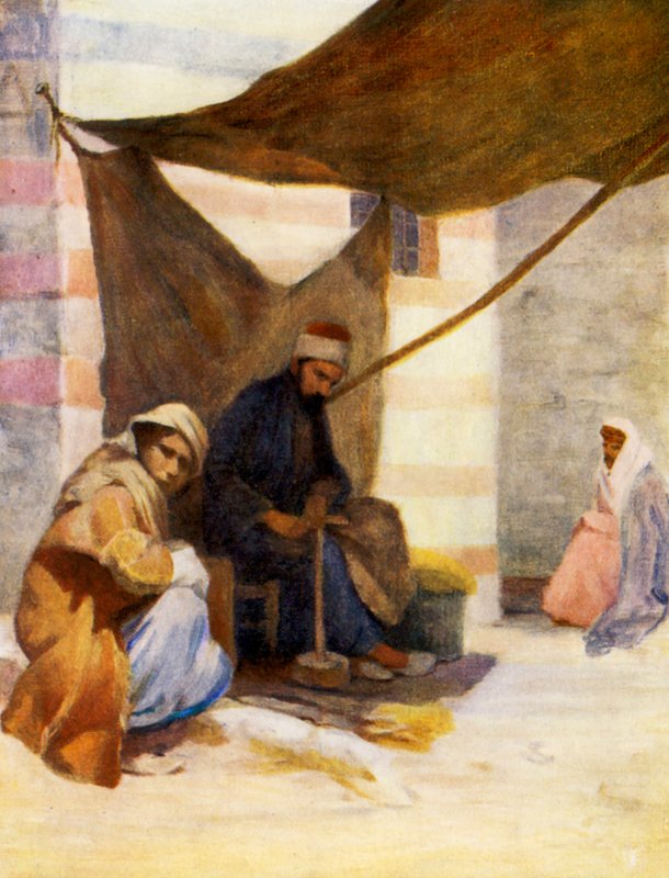 En skomager, Damaskus (farvelitografi) af Margaret Thomas