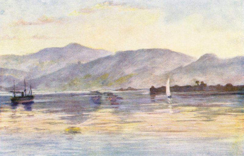Beyrout, med Sannin-bjerget og Lazaretto, tidligt morgenlys (farvelitografi) af Margaret Thomas
