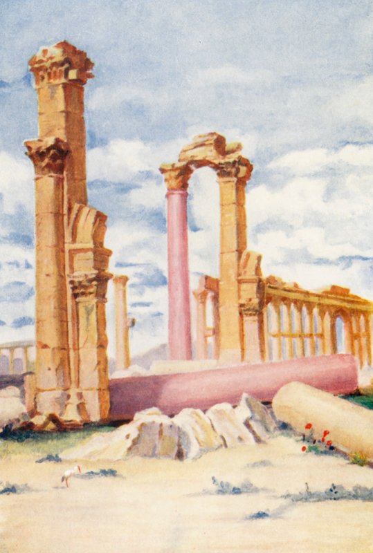 Falden monolit, Palmyra (farvelitografi) af Margaret Thomas