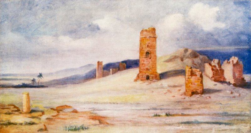 Mortuary Towers, Palmyra (farvelitografi) af Margaret Thomas