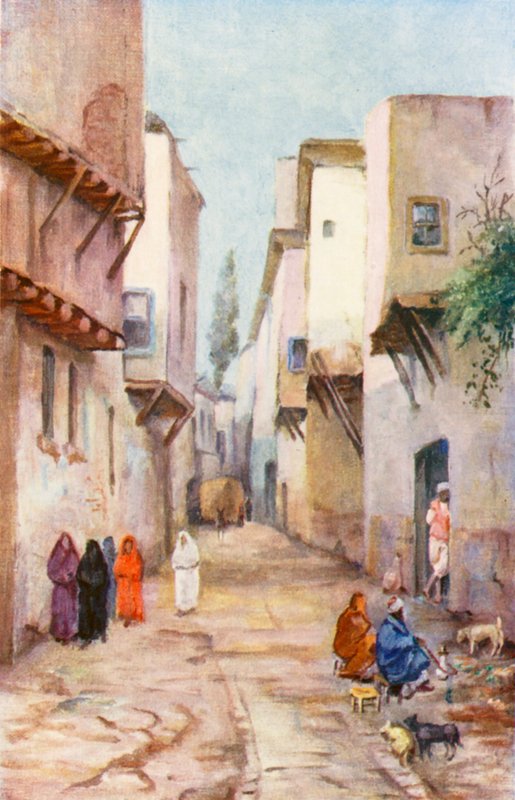 Straight Street, Damaskus (farvelitografi) af Margaret Thomas