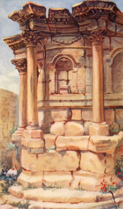 Venus-templet, Baalbek (farvelitografi) af Margaret Thomas