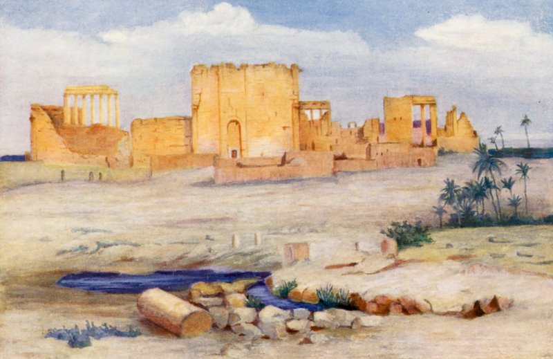 Soltemplet, Palmyra (farvelitografi) af Margaret Thomas