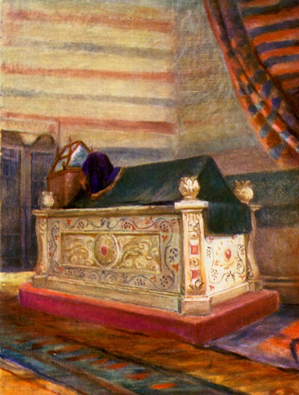Saladins grav, interiør (farvelitografi) af Margaret Thomas