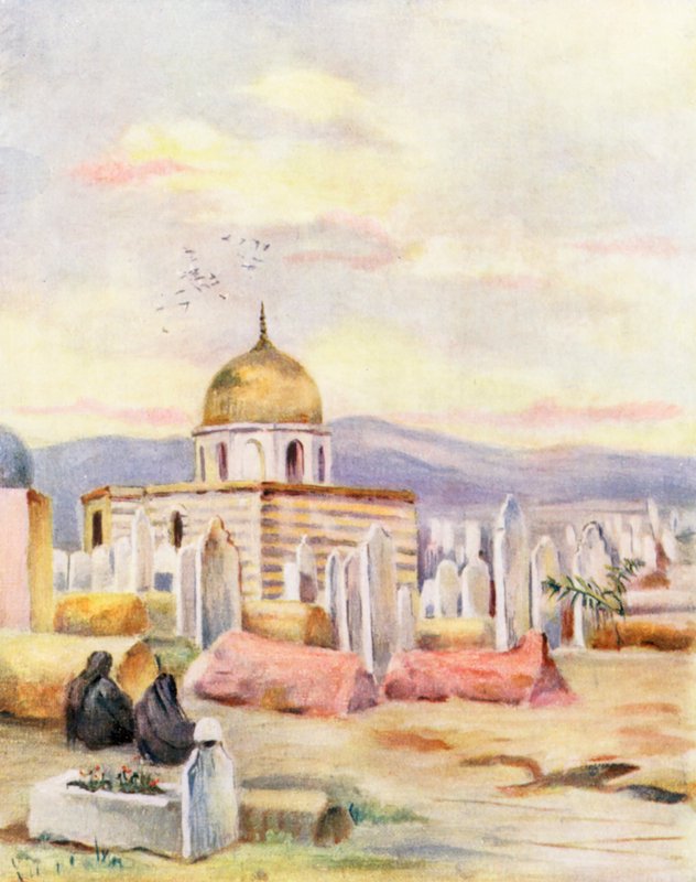 Sitti Fatmehs grav, Mohammeds datter, Meidan, Damaskus (farvelitografi) af Margaret Thomas