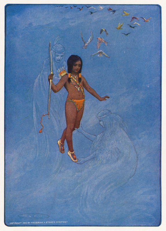 Illustration til Hiawatha af Longfellow (farvelitografi) af Maria Louise Kirk