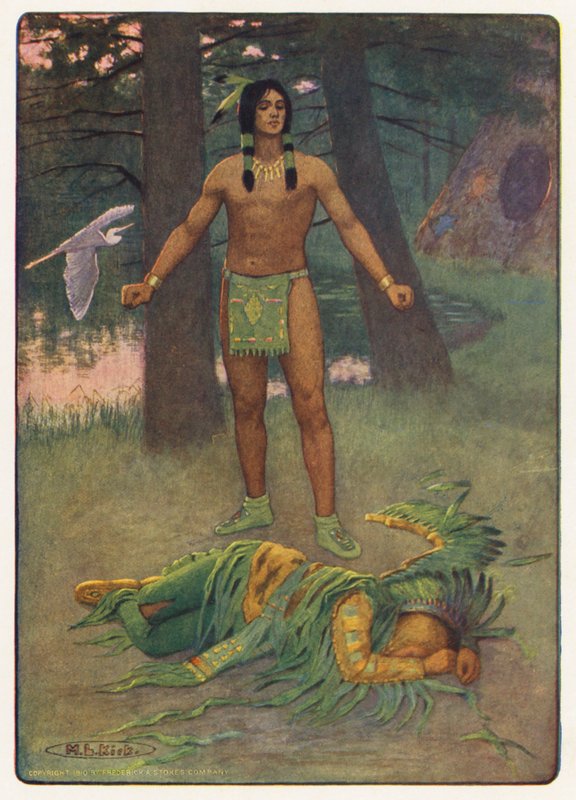 Illustration til Hiawatha af Longfellow (farvelitografi) af Maria Louise Kirk