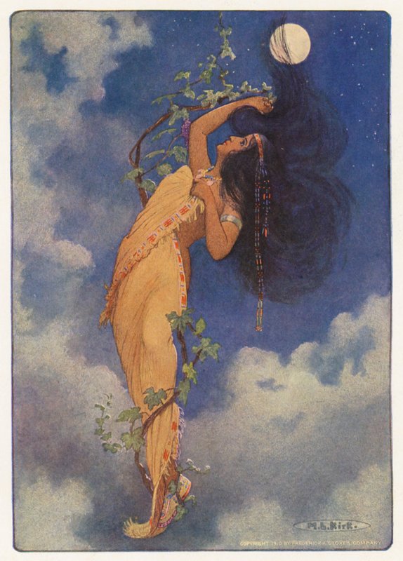 Illustration til Hiawatha af Longfellow (farvelitografi) af Maria Louise Kirk