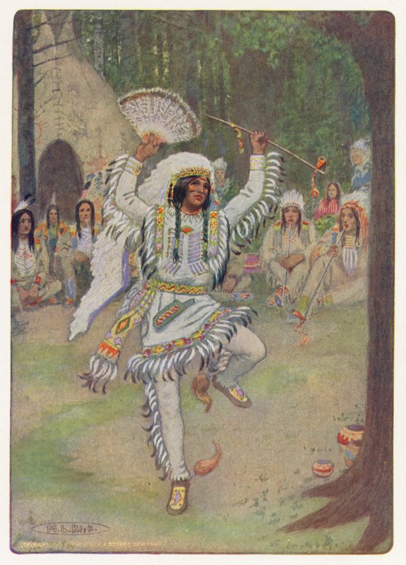 Illustration til Hiawatha af Longfellow (farvelitografi) af Maria Louise Kirk
