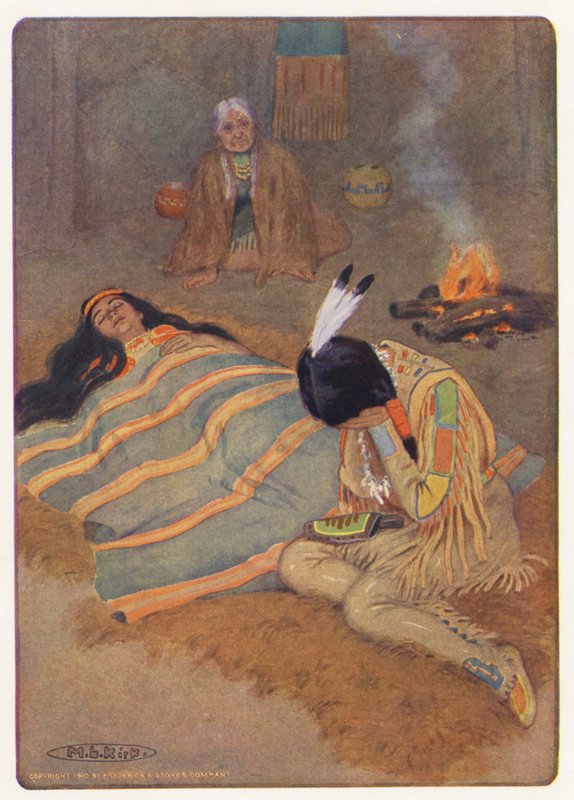 Illustration til Hiawatha af Longfellow (farvelitografi) af Maria Louise Kirk