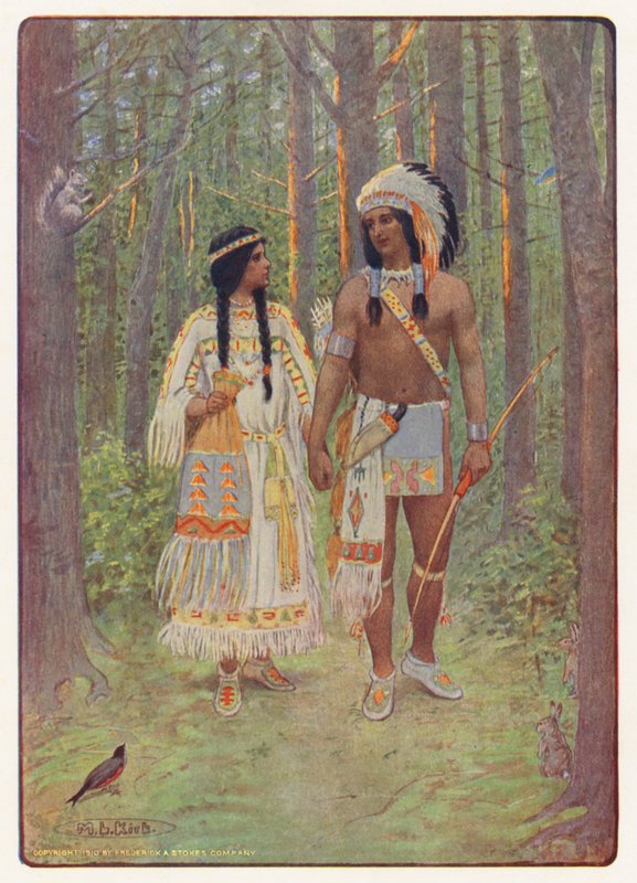 Illustration til Hiawatha af Longfellow (farvelitografi) af Maria Louise Kirk