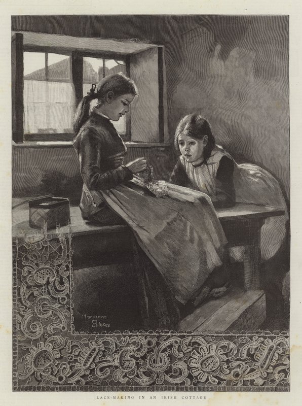 Kniplinger i en irsk hytte af Marianne Stokes