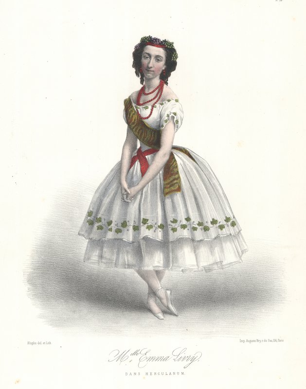 Den franske balletdanserinde Emma Livry i Felicien Davids ballet Herculanum i Paris Opera af Marie Alexandre (after) Alophe