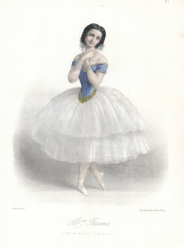 Den italienske balletdanserinde Amalia Ferraris i Ballet des Elfes ved Paris Opera, c1860 (farve litho) af Marie Alexandre (after) Alophe