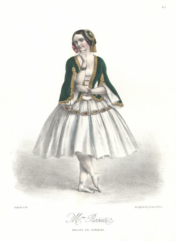 Den italienske balletdanserinde Carolina Rosati i Adolphe Adams ballet Le Corsaire på Paris Operaen af Marie Alexandre (after) Alophe