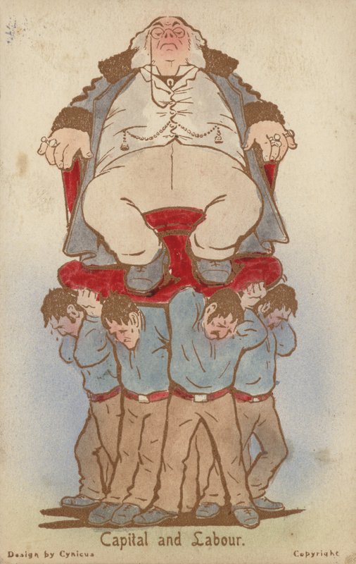 Kapital og arbejde (farve litho) af Martin  Anderson