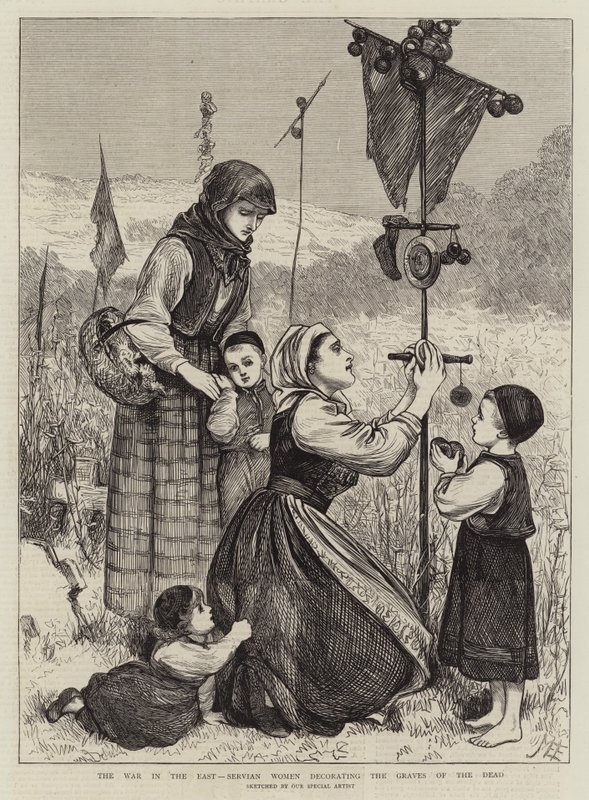 The War in the East, Serviske kvinder, der dekorerer de dødes grave af Mary Ellen Edwards