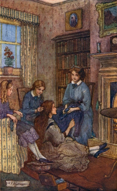 Illustration til små kvinder af Mary V. Wheelhouse