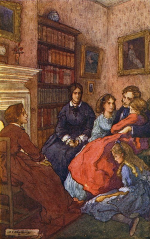 Illustration til små kvinder af Mary V. Wheelhouse