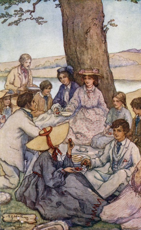 Illustration til små kvinder af Mary V. Wheelhouse