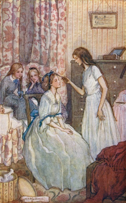 Illustration til små kvinder af Mary V. Wheelhouse