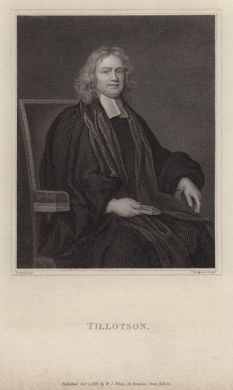 John Tillotson, ærkebiskop af Canterbury (gravering) af Mary (after) Beale