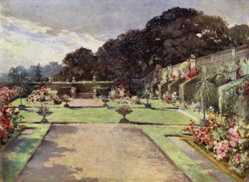 Scottish Gardens: Balcaskie (farve litho) af Mary Georgina Wade Wilson