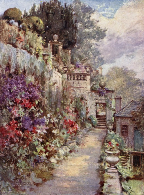 Scottish Gardens: Barncluith (farve litho) af Mary Georgina Wade Wilson