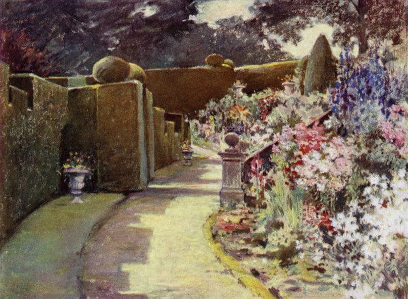 Scottish Gardens: Sunderland Hall (farve litho) af Mary Georgina Wade Wilson