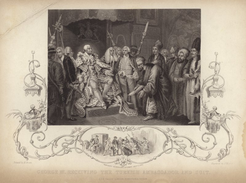 Kong George III modtog den tyrkiske ambassadør og trop af Mather Brown