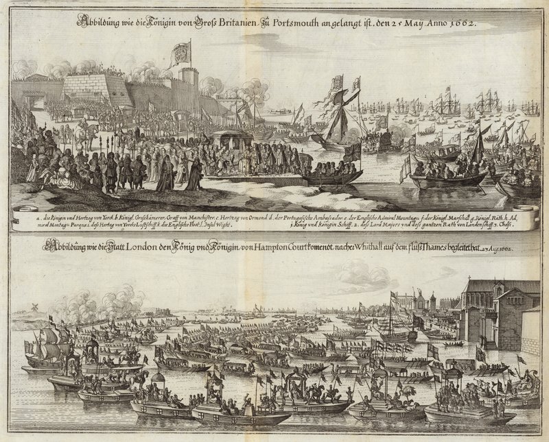 Folkemængder samles til kongelige i Storbritannien i 1662 af Mattaus the Younger Merian