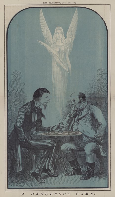 Et farligt spil! (farve litho) af Matthew