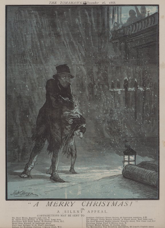 Glædelig jul! eller, A Silent Appeal (farve litho) af Matthew
