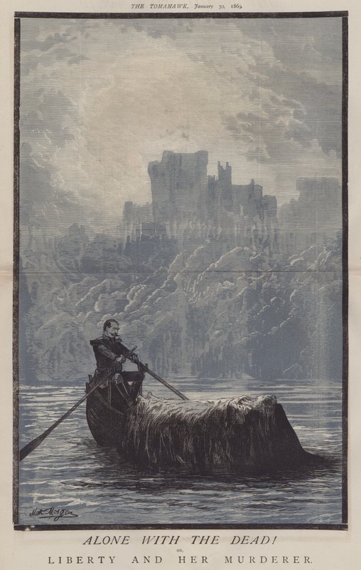 Alene med de døde! eller, Liberty and Her Murderer (farve litho) af Matthew