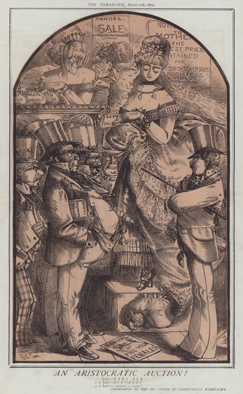 En aristokratisk auktion! (farve litho) af Matthew