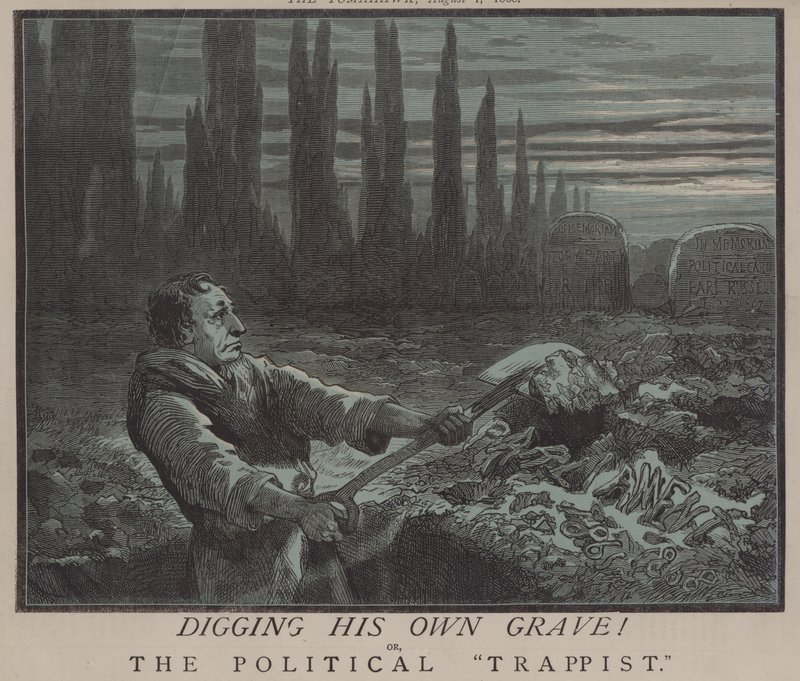 Graver sin egen grav! eller Den politiske trappist (farve litho) af Matthew