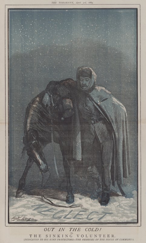 Ud i kulden! eller Den synkende frivillige (farve litho) af Matthew