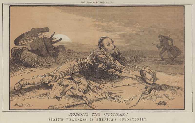 Røver de sårede! eller, Spaniens svaghed er Amerikas mulighed (farve litho) af Matthew