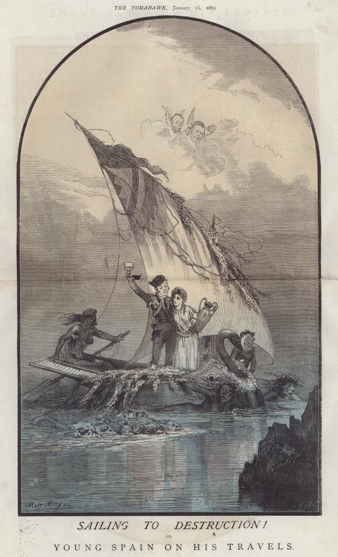 Sejler til ødelæggelse! eller Young Spain on His Travels (farve litho) af Matthew