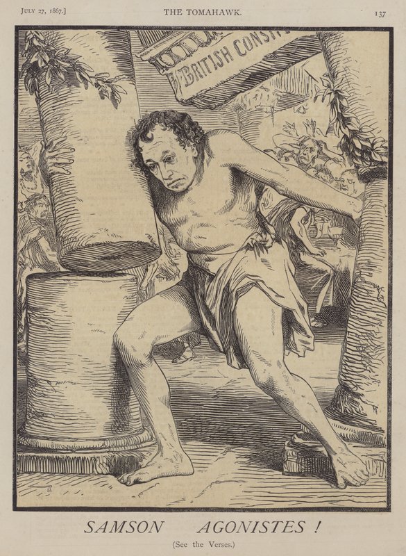 Samson Agonistes (farve litho) af Matthew