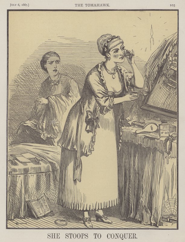 Hun bøjer sig for at erobre (farve litho) af Matthew