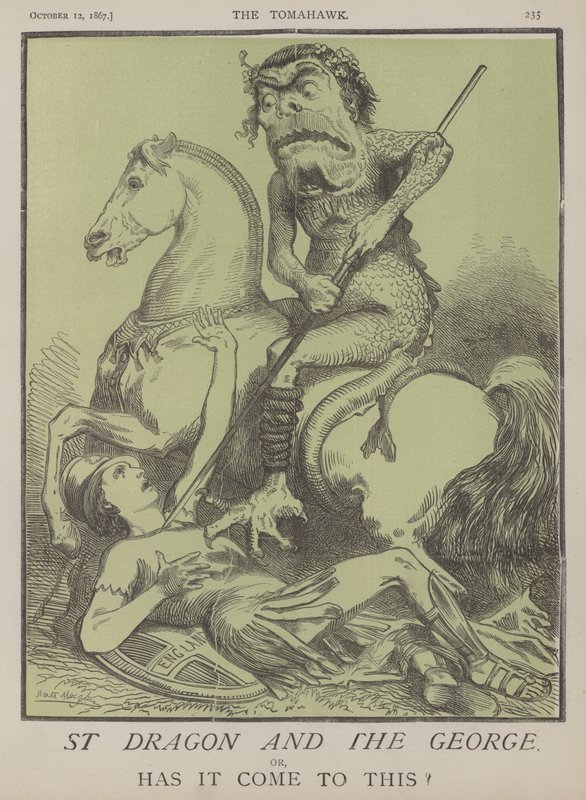 St Dragon and the George eller, er det kommet til dette? (farve litho) af Matthew