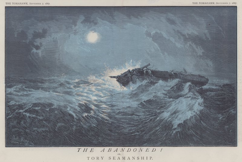 De forladte! eller Tory Seamanship (farve litho) af Matthew